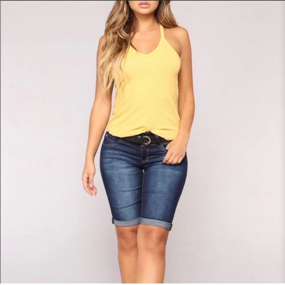 YMI•13• Rock The Booty-Lift Denim Bermuda Shorts - Picture 1 of 15